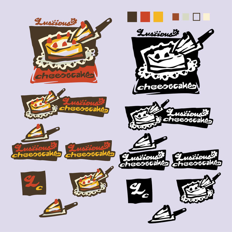 1/8, colored and monochrome logos. Primary and secondary color palettes at the top.