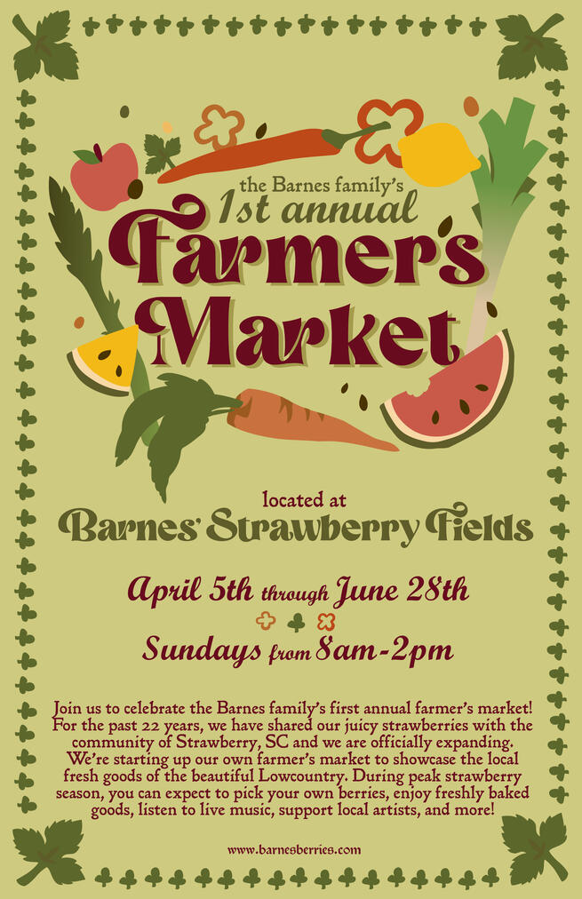 1/2, promotional poster for their first annual farmer's market.